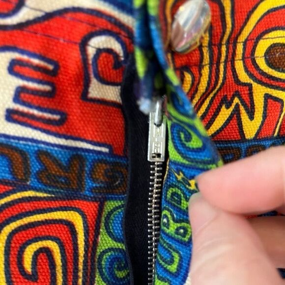 Robert Bruce Grubb All Over Hippie Print Flare Leg Pants Vintage Size 32 Measure - Picture 9 of 11